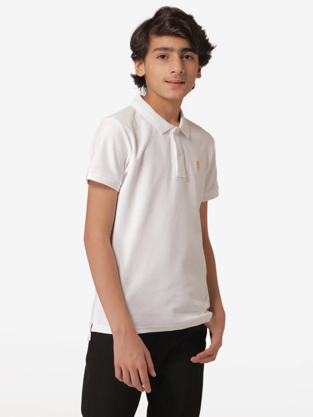 Boy's White CollaRed T-Shirt - Image 3