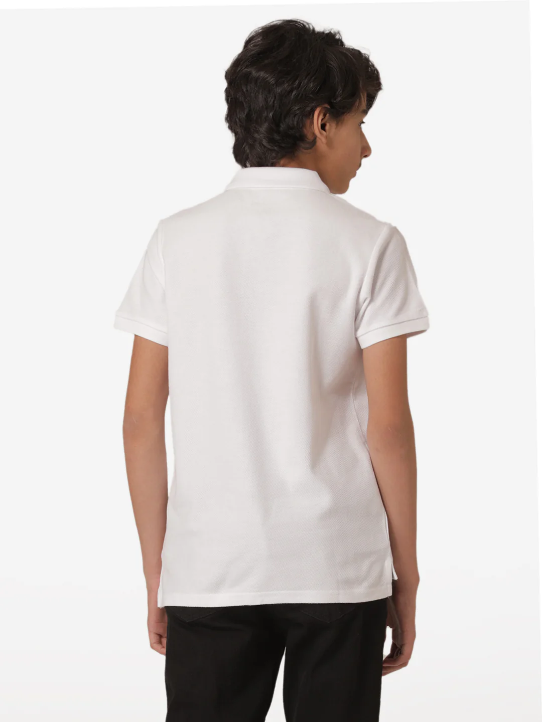 Boy's White CollaRed T-Shirt - Image 4