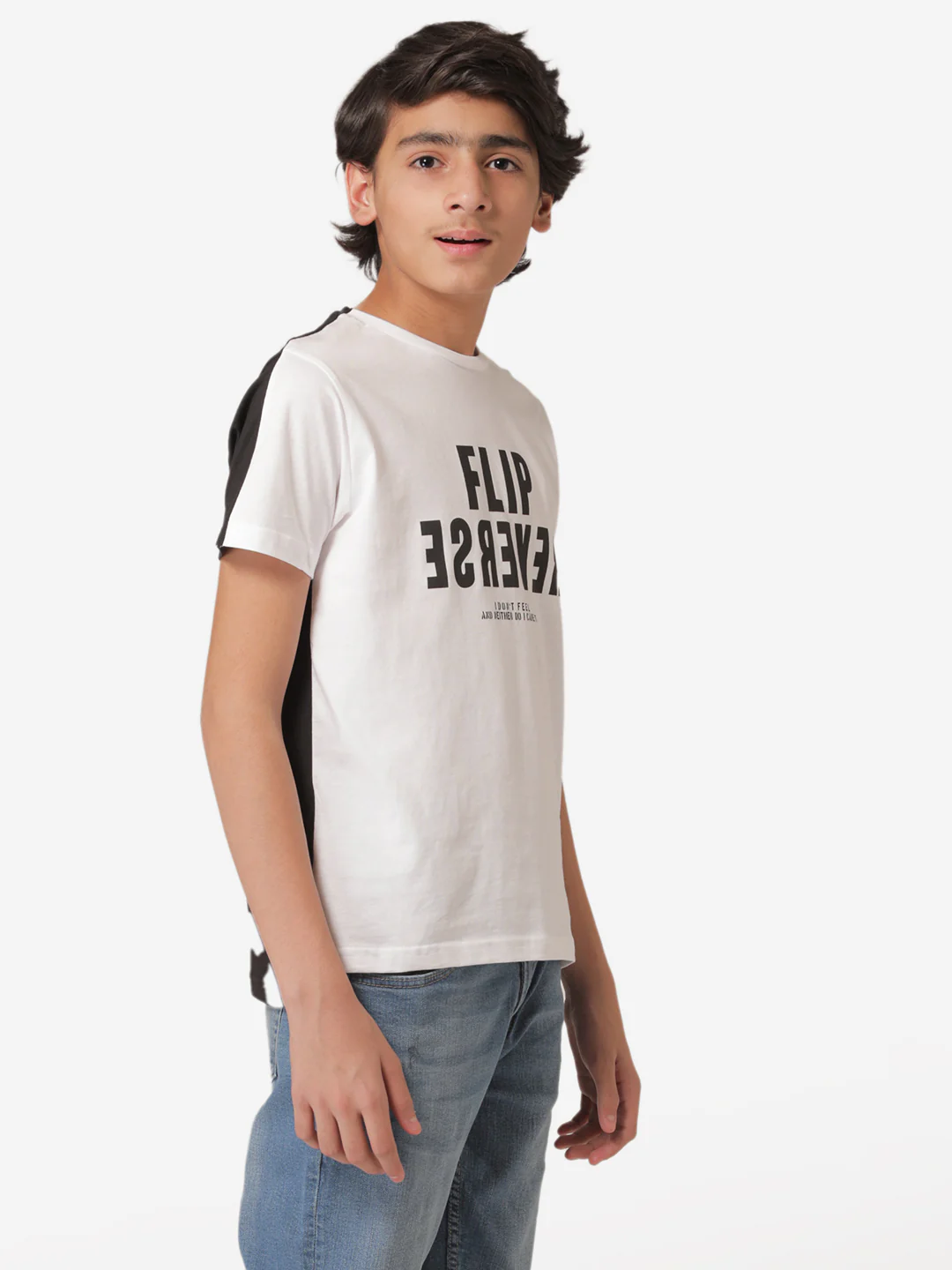 Boy's White Round Neck T-Shirt - Image 3