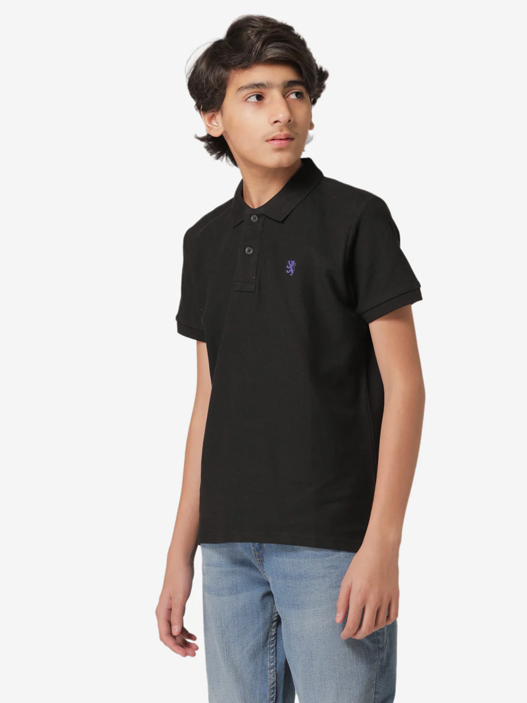 Boys Black CollaRed Neck T-Shirt - Image 2