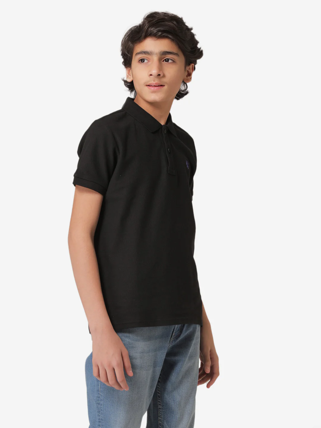 Boys Black CollaRed Neck T-Shirt - Image 3