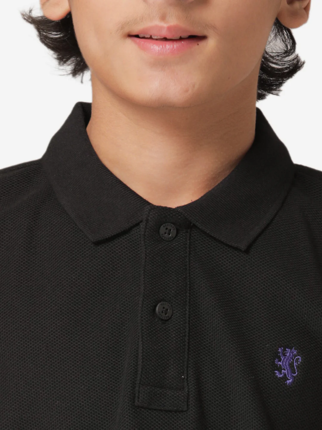 Boys Black CollaRed Neck T-Shirt - Image 5
