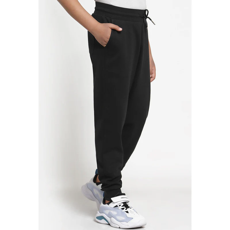Boys Black Solid Activewear Joggers - Image 2
