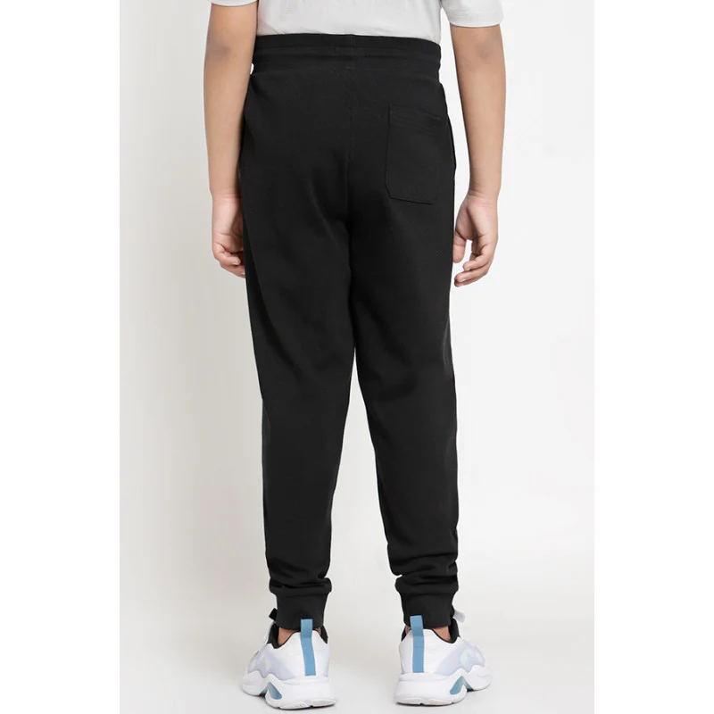 Boys Black Solid Activewear Joggers - Image 3