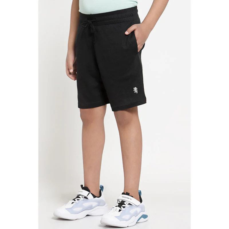 Boys Black Solid Activewear Shorts - Image 2