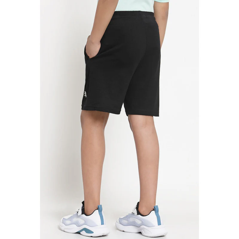 Boys Black Solid Activewear Shorts - Image 3