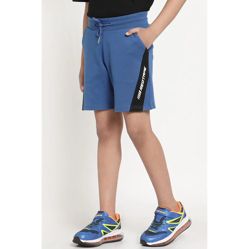 Boys Blue Color Block Shorts - Image 2