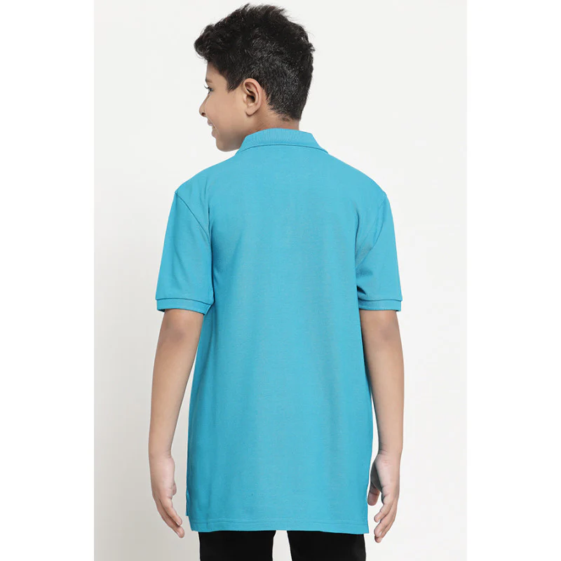 Boys Blue Solid T-Shirt - Image 3