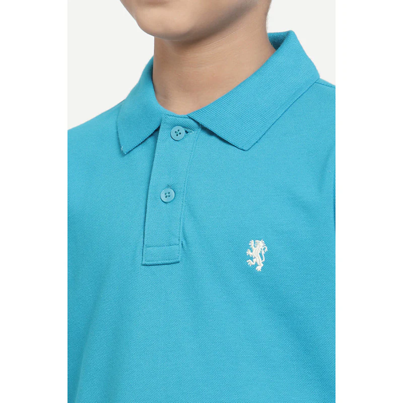 Boys Blue Solid T-Shirt - Image 4
