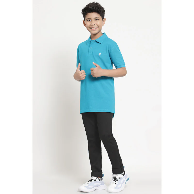 Boys Blue Solid T-Shirt - Image 5