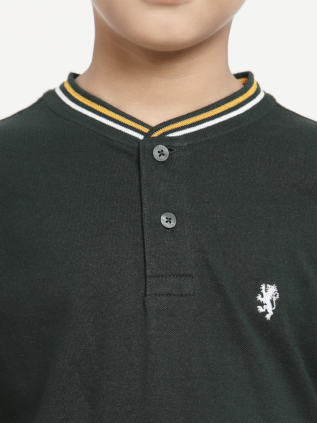 Boys Dark Green Solid T-Shirt - Image 4