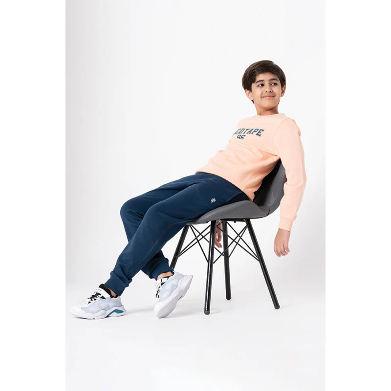 Boy's Deep Blue Solid Jogger - Image 5