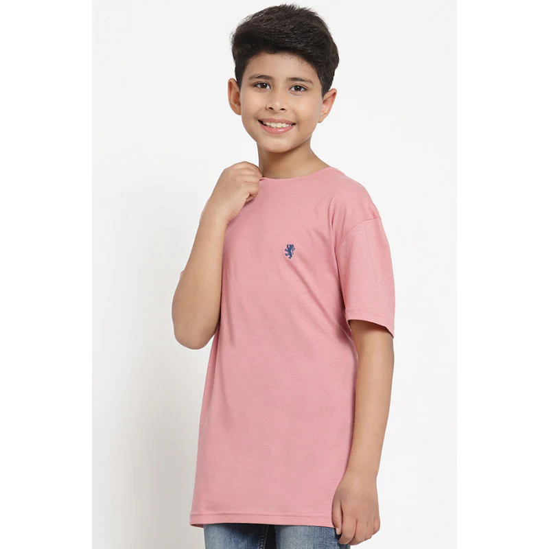 Boys Dusky Pink Solid T-Shirt - Image 2