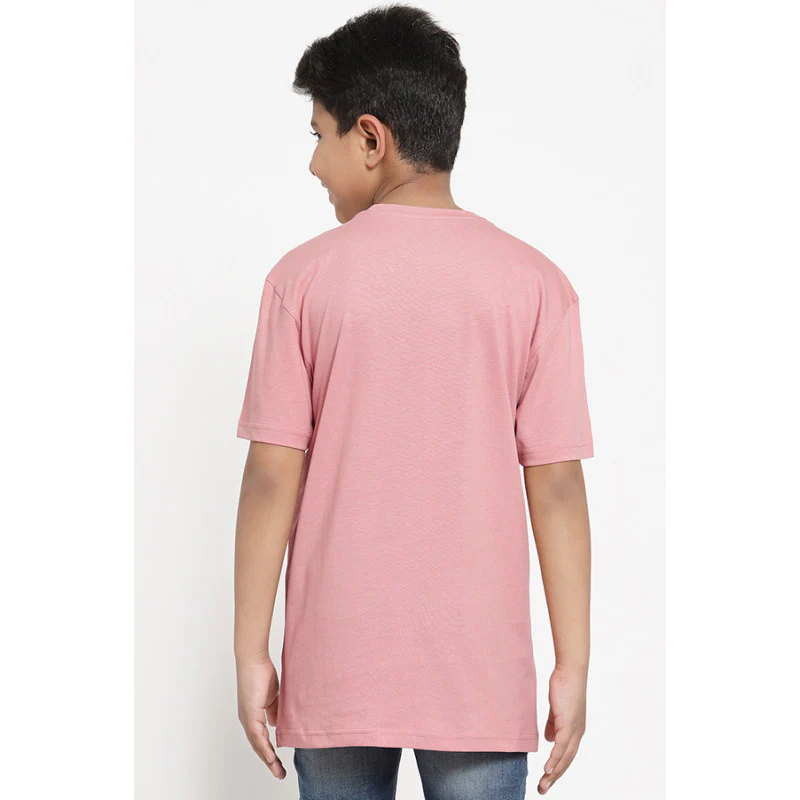 Boys Dusky Pink Solid T-Shirt - Image 3