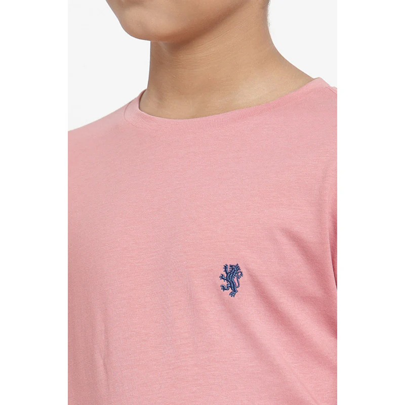 Boys Dusky Pink Solid T-Shirt - Image 4