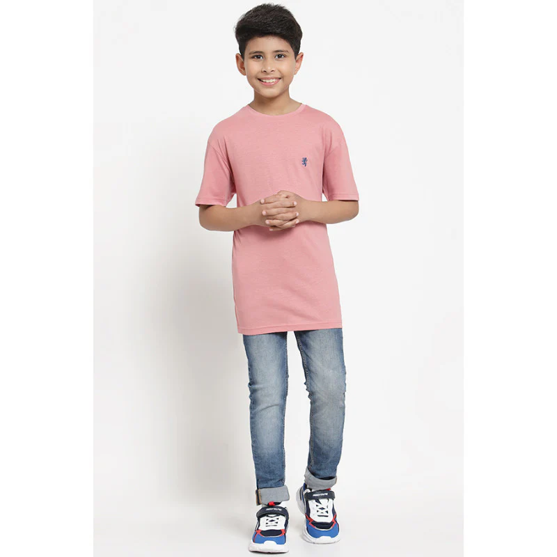 Boys Dusky Pink Solid T-Shirt - Image 5