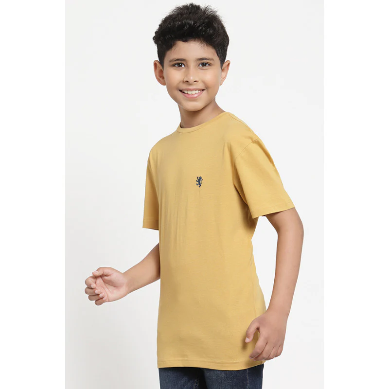 Boys Khaki Solid T-Shirt - Image 2