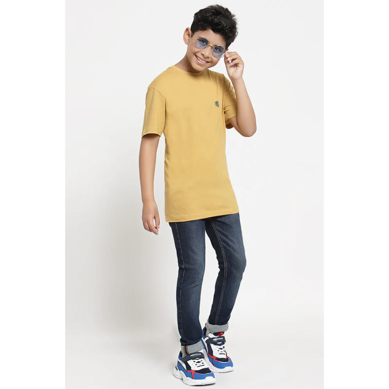 Boys Khaki Solid T-Shirt - Image 5