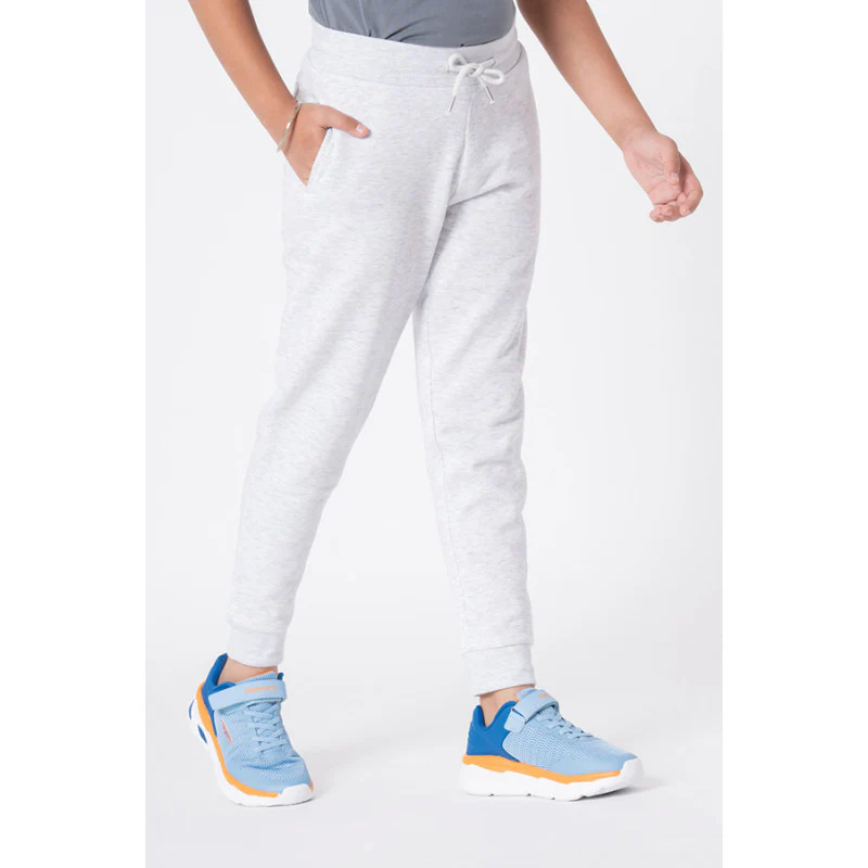 Boy's Light Grey Melange Solid Jogger - Image 6