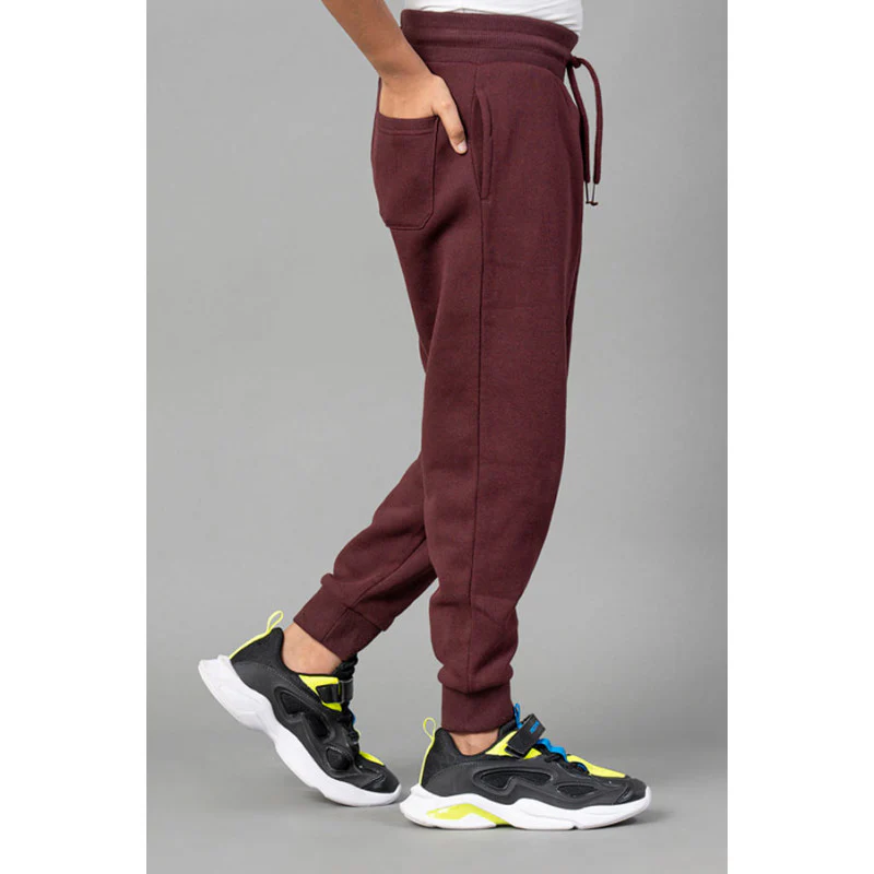 Boys Maroon Melange Solid Jogger - Image 2