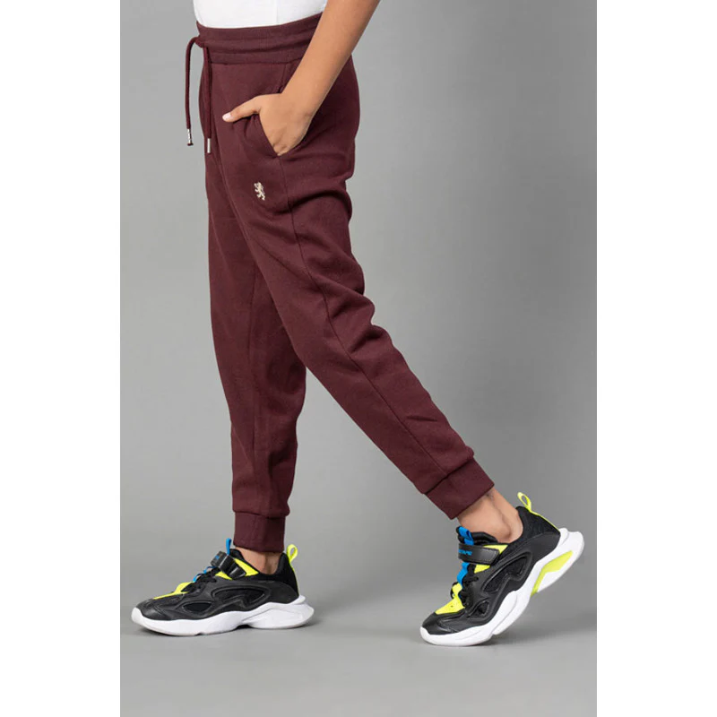 Boys Maroon Melange Solid Jogger - Image 6
