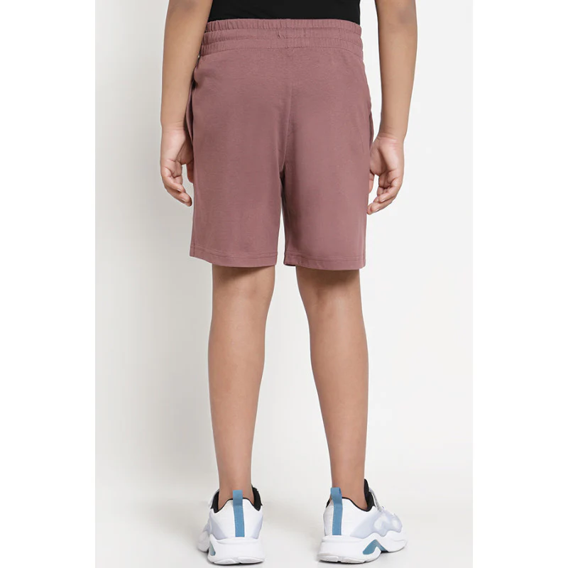 Boys Mauve Solid Activewear Shorts - Image 3