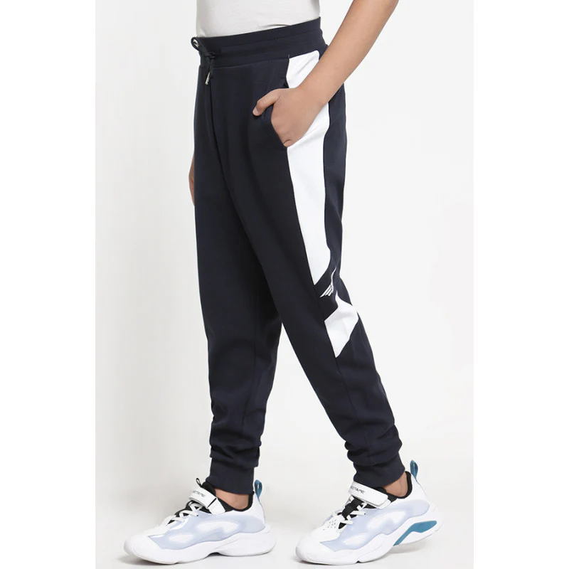 Boys Navy Color Block Joggers - Image 2