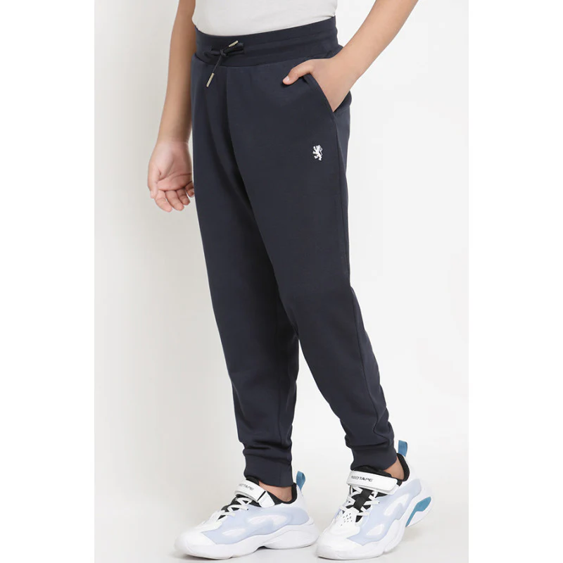 Boys Navy Solid Activewear Joggers - Image 2