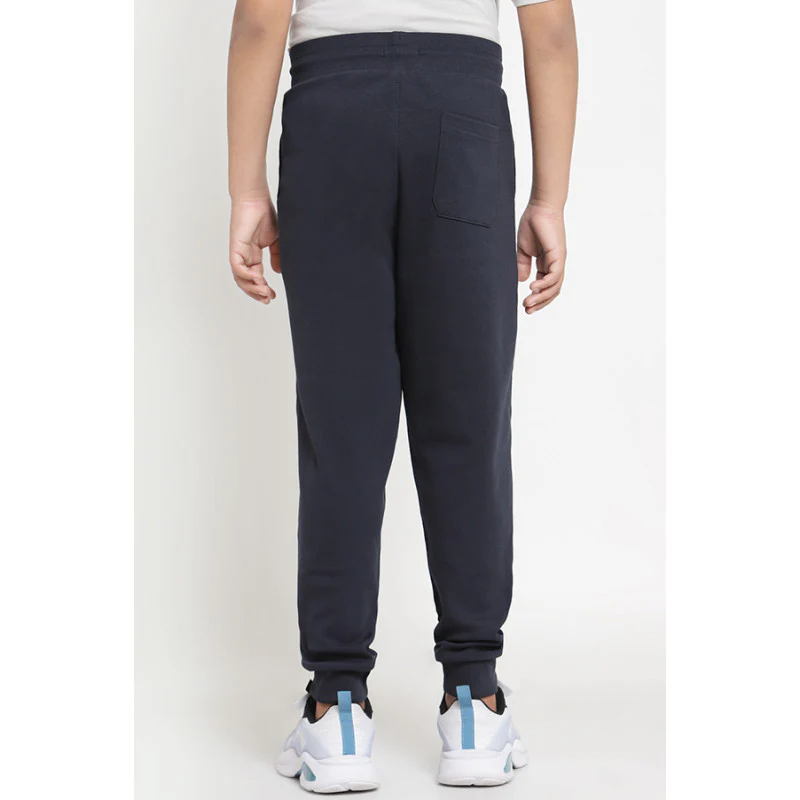 Boys Navy Solid Activewear Joggers - Image 3