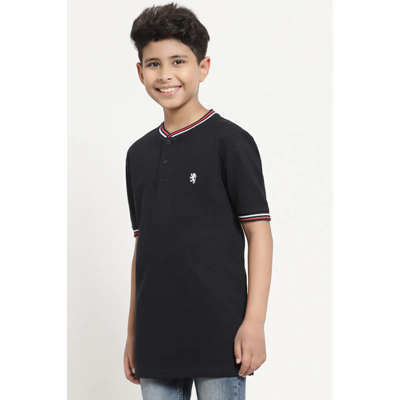 Boys Navy Solid T-Shirt - Image 2