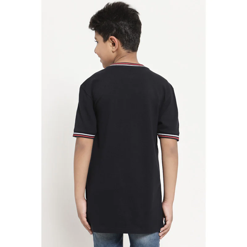 Boys Navy Solid T-Shirt - Image 3