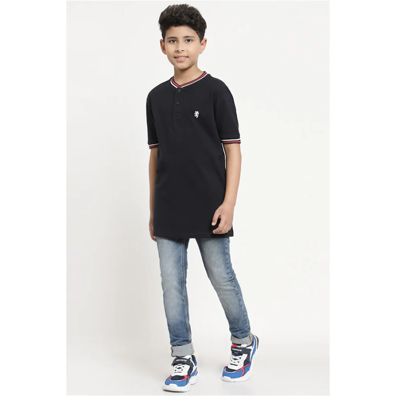 Boys Navy Solid T-Shirt - Image 5