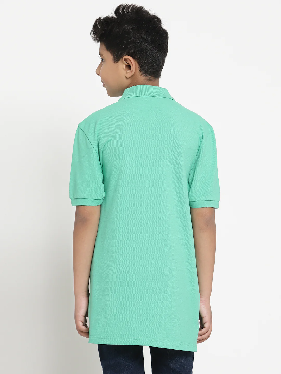 Boys Parrot Green Solid T-Shirt - Image 3