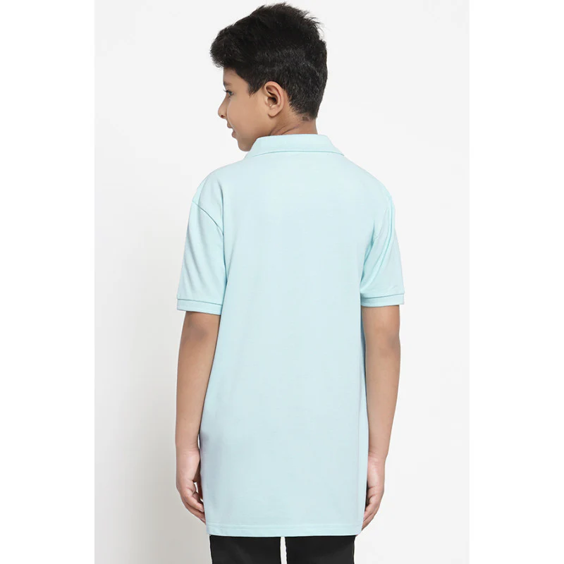 Boys Pastel Blue Solid T-Shirt - Image 3