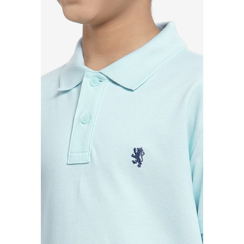Boys Pastel Blue Solid T-Shirt - Image 4