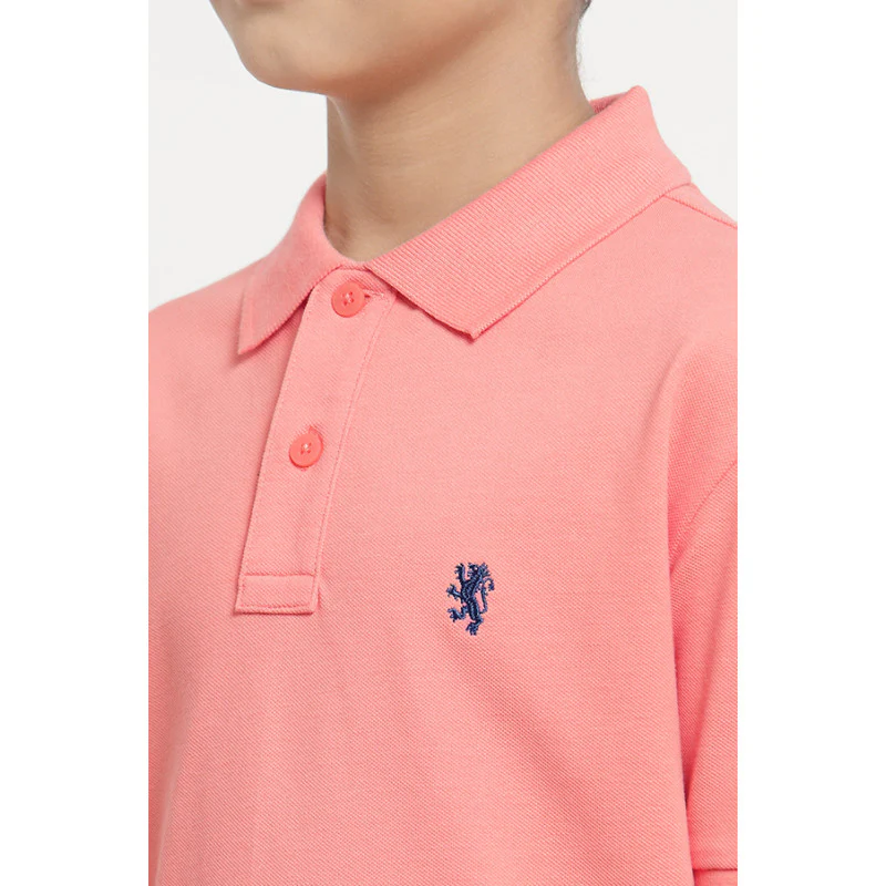 Boys Peach Solid T-Shirt - Image 4