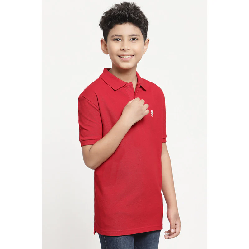 Boys Red Solid T-Shirt - Image 2