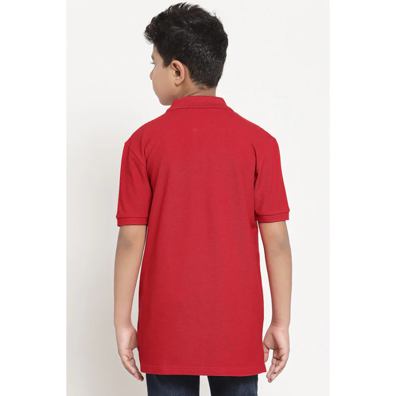 Boys Red Solid T-Shirt - Image 3
