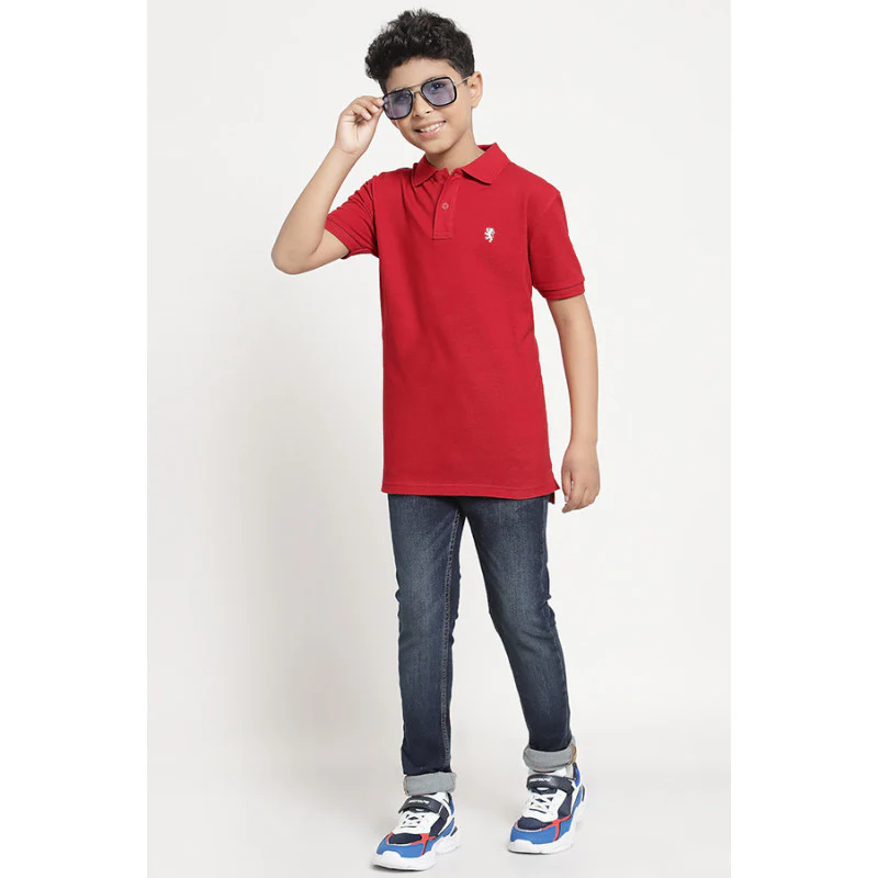 Boys Red Solid T-Shirt - Image 5