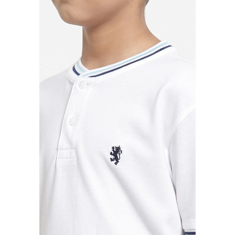 Boys White Solid T-Shirt - Image 4