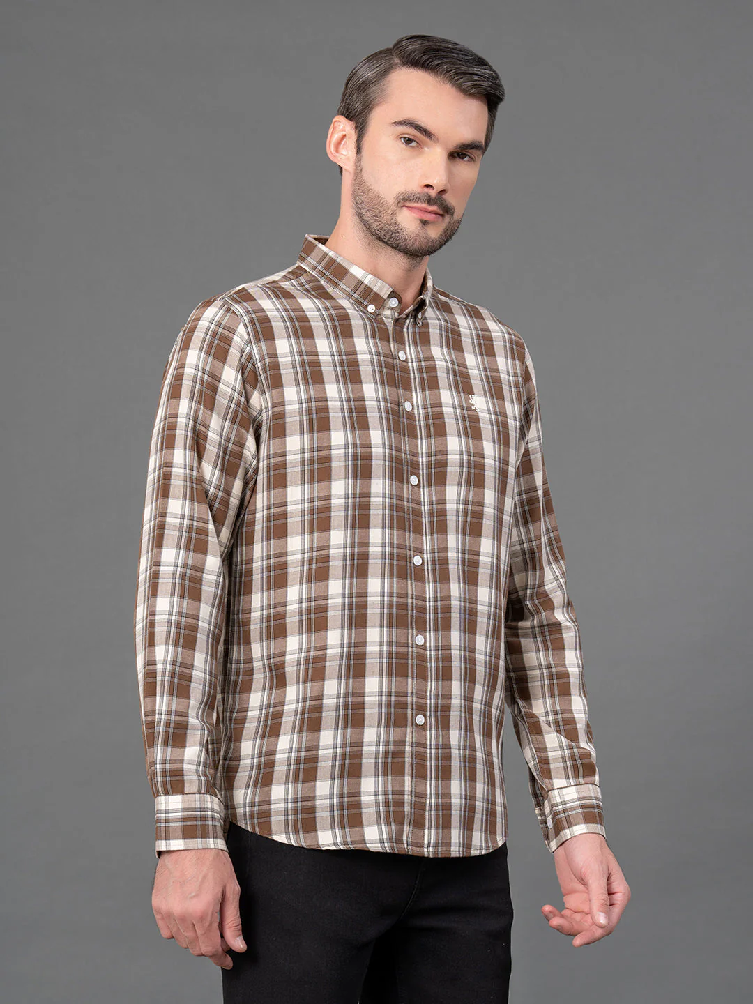 Brown Checked Shirt for Men - Image 2