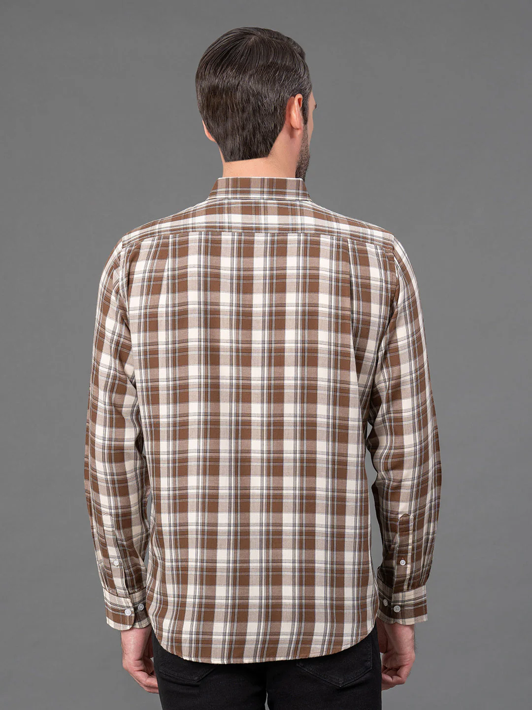 Brown Checked Shirt for Men - Image 3