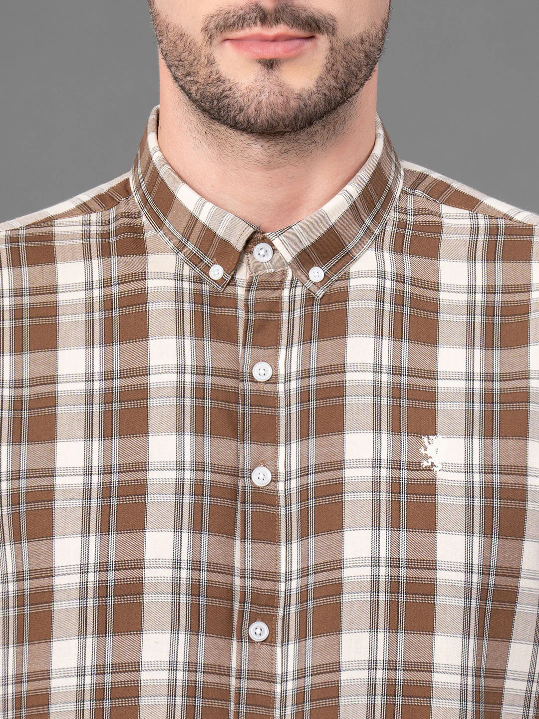 Brown Checked Shirt for Men - Image 4