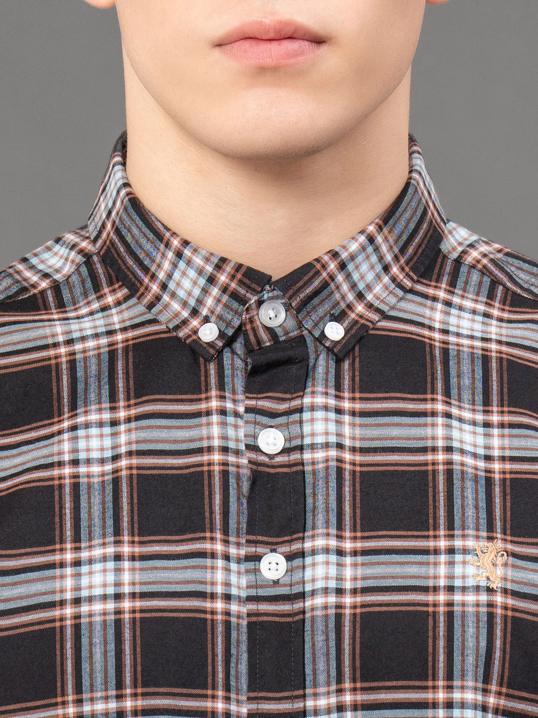 Brown Checked Shirt for Men - Image 3