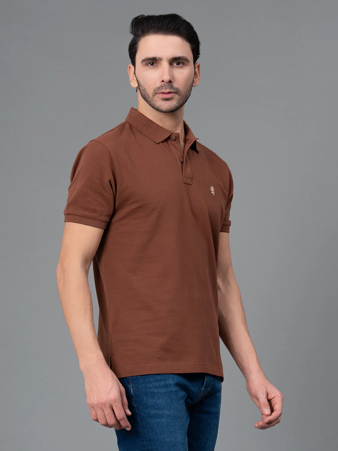 Brown Men Polo T-Shirt - Image 2