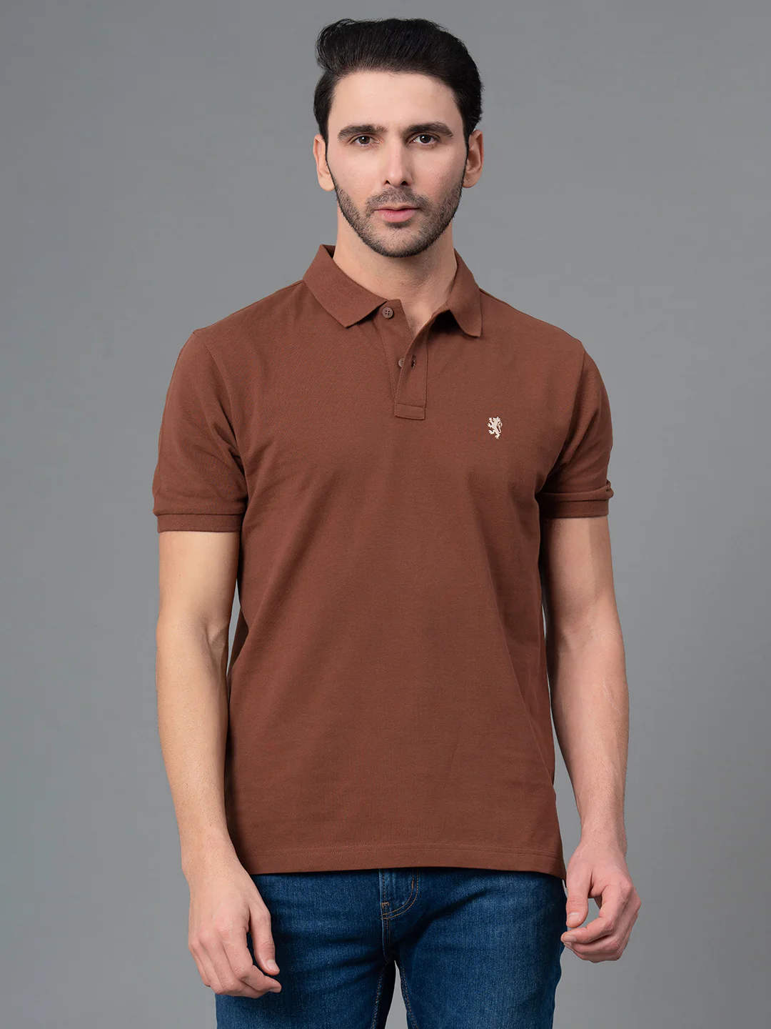Brown Men Polo T-Shirt - Image 7