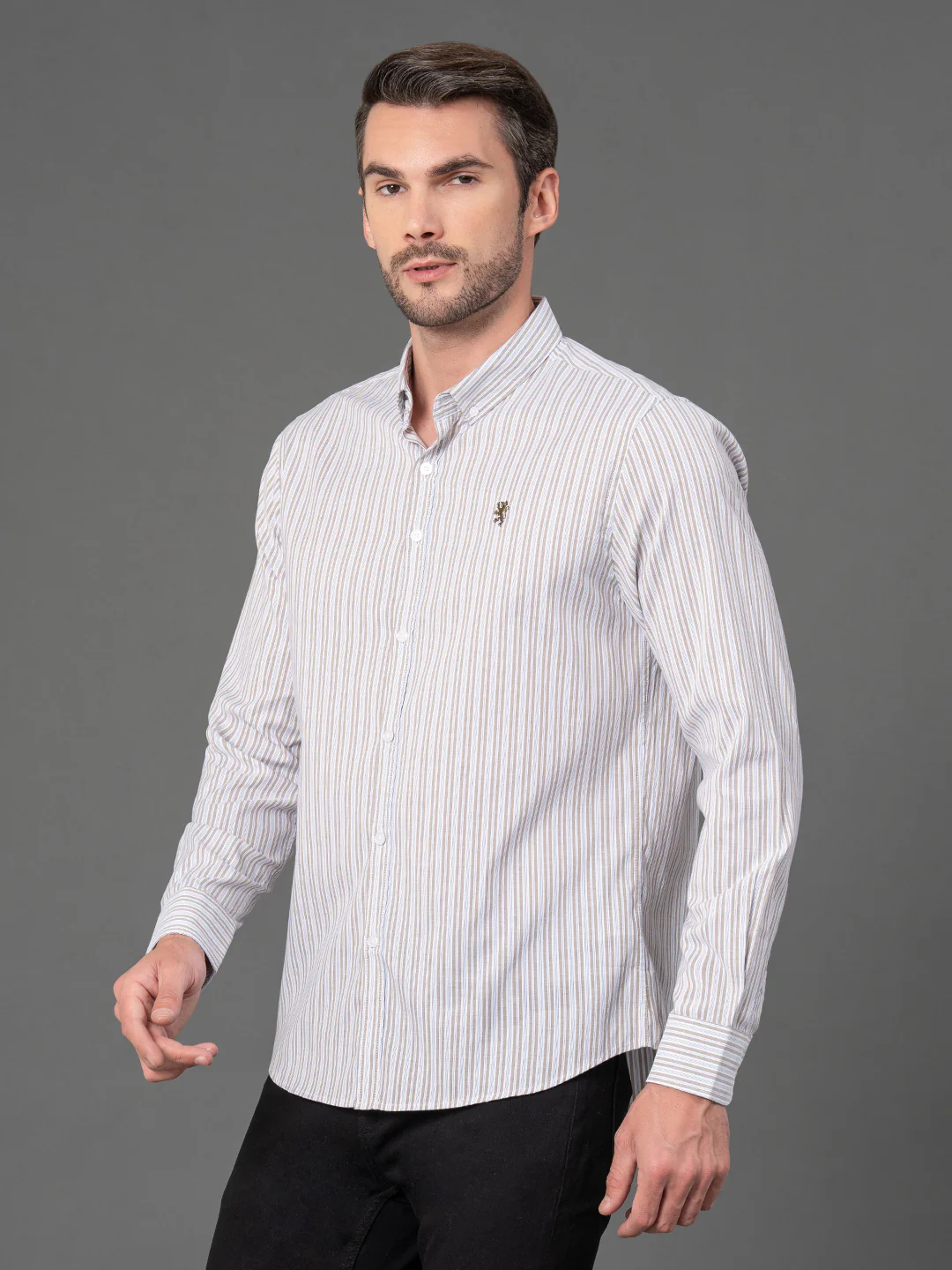 Brown Striped Shirt for Men - Image 2