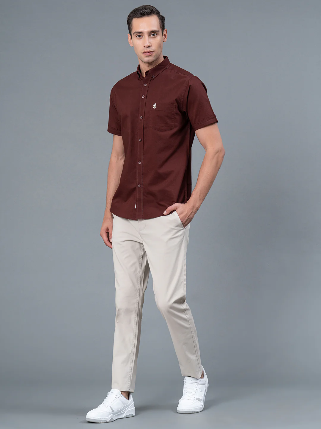 Button Down Collar Casual Cotton Shirt for Men - Image 5