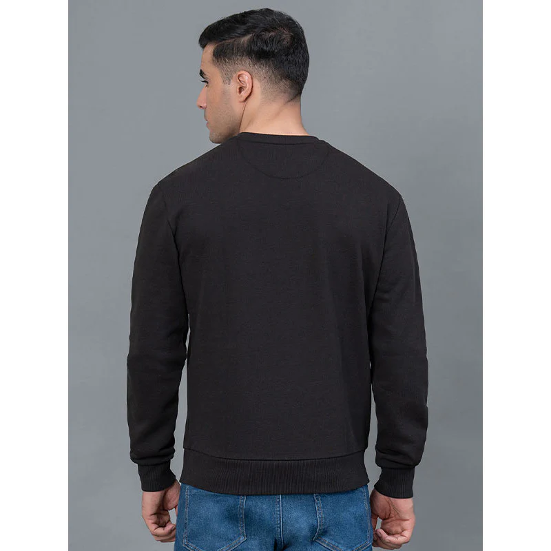 Casual Black Embossed Sweatshirt for Men - Image 3