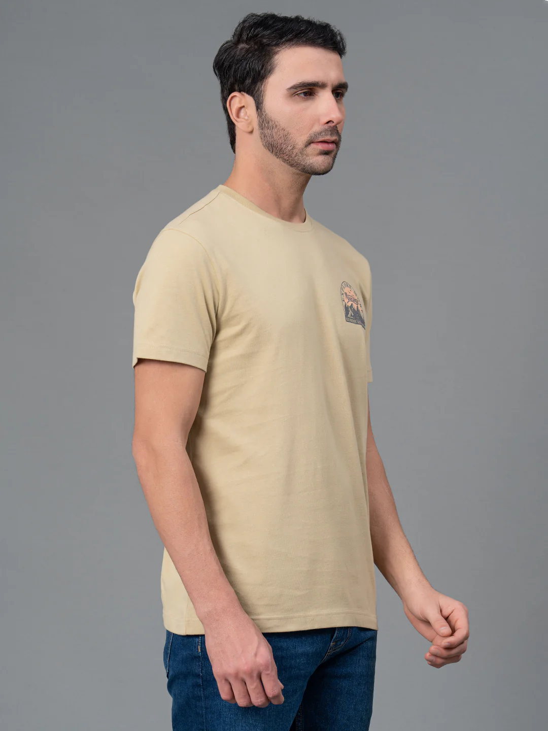 Casual Olive T-Shirt for Men - Image 2